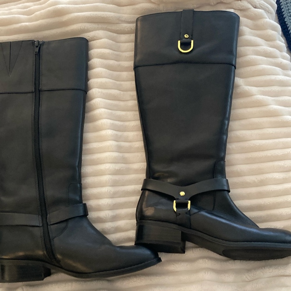 Ralph Lauren black leather boots equestrian style